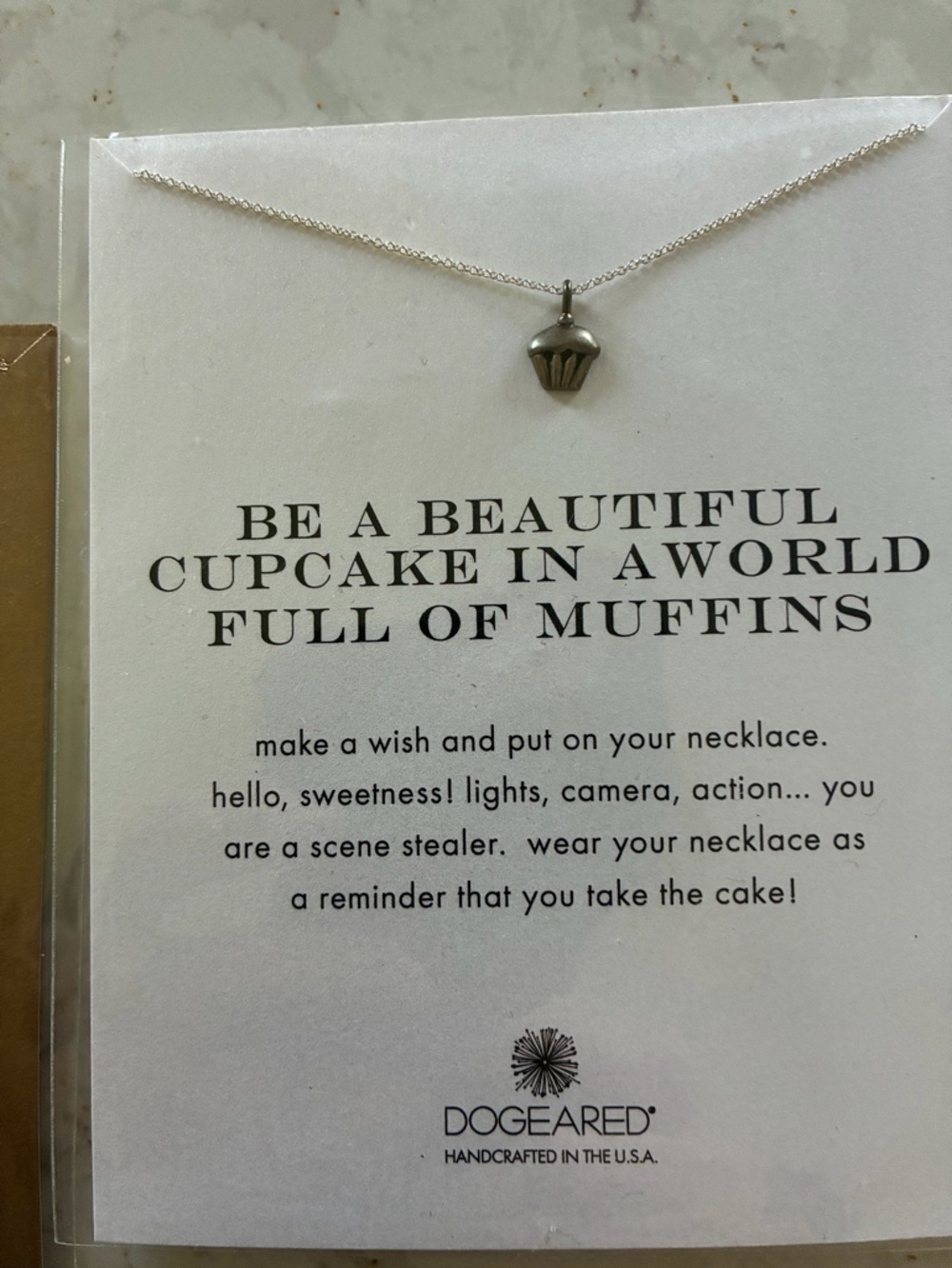 Dogeared Silver Cupcake Pendant Necklace. 18”